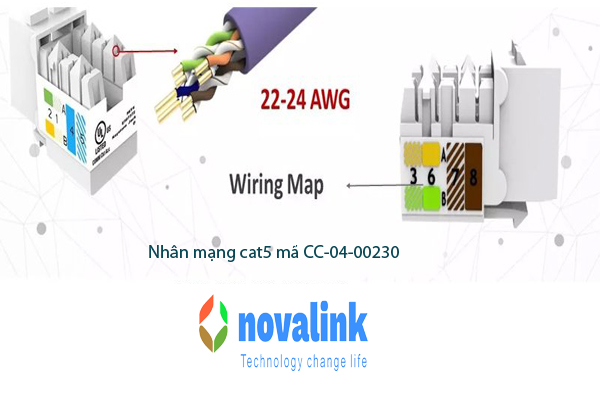 Nhân mạng cat5 Novalink cao cấp CC-04-00230 lắp âm tường , âm bàn